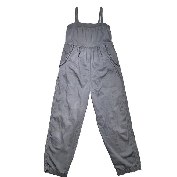 Anthropologie Equinox Postmark Jumpsuit Womens Small Apron Gray Overalls Linen - Picture 2 of 14